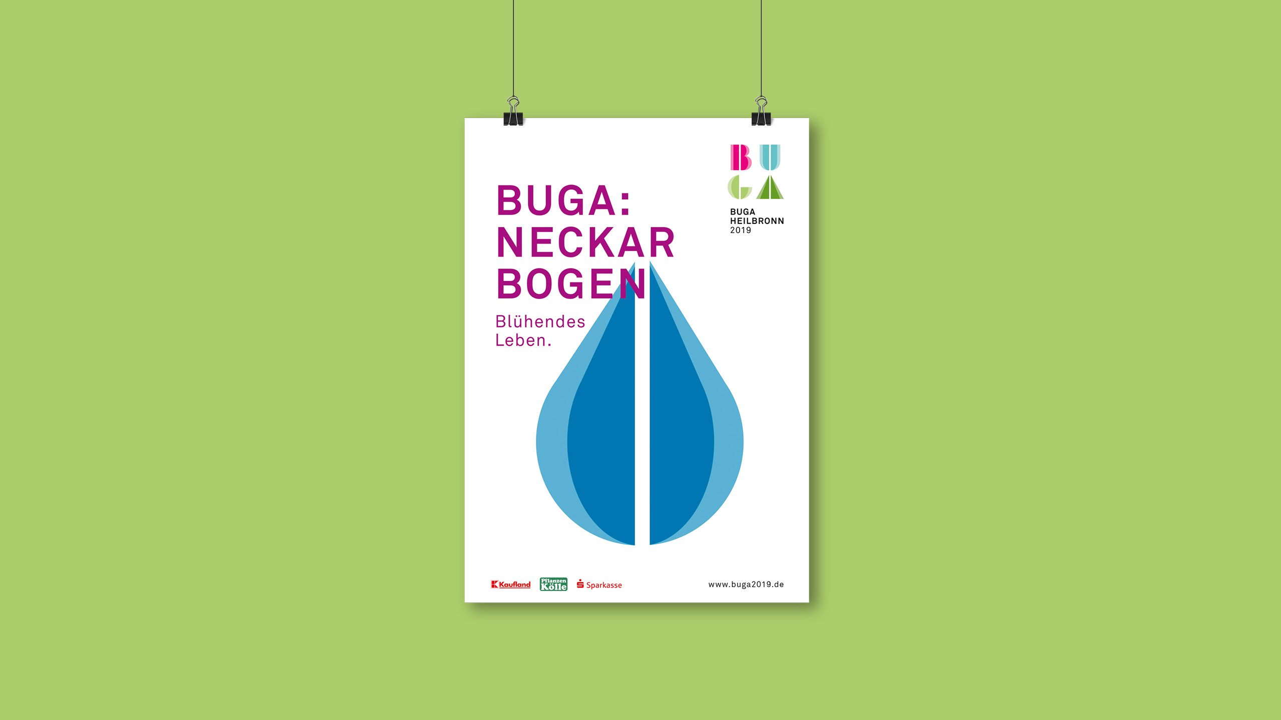 Bundesgartenschau Heilbronn Kampagne Plakat mit Wassertropfen