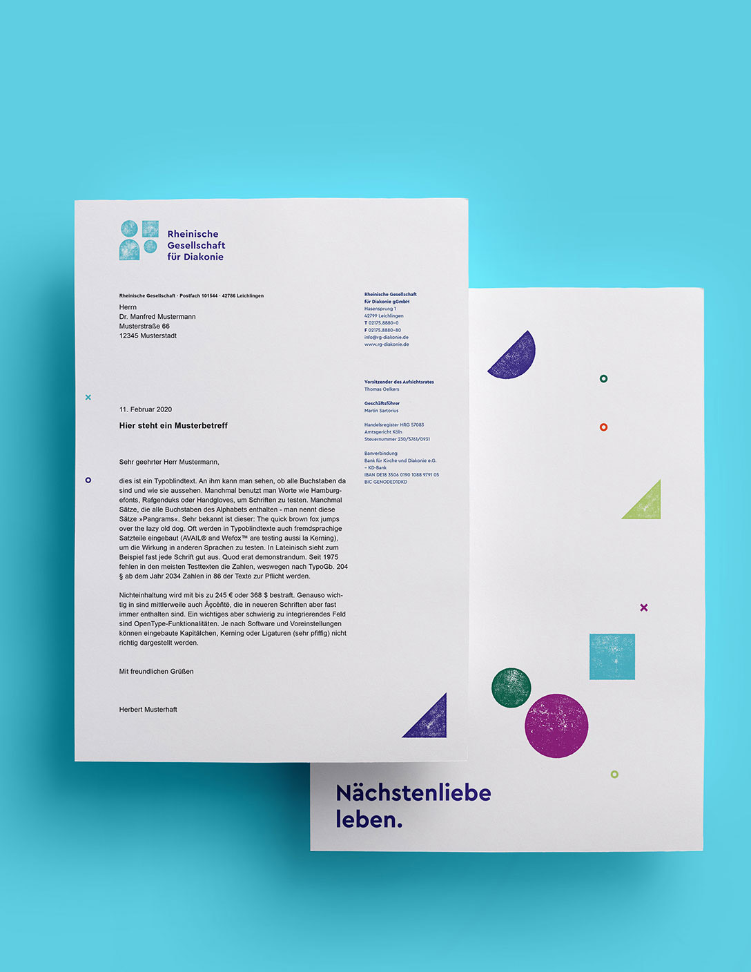 Briefbogen im neuen Corporate Design der Rheinischen Gesellschaft für Diakonie